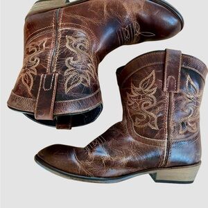 Dingo Brown Embroidered Leather Cowboy‎ Boots Mens 8.5